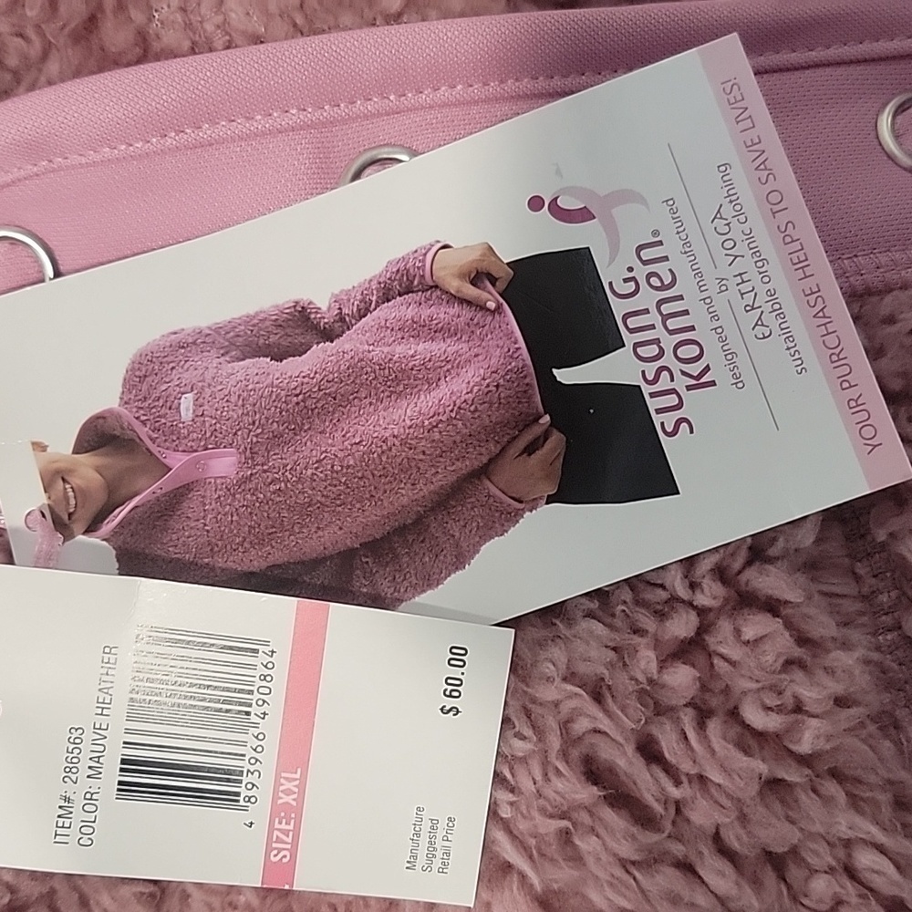 Earth YOGA Sherpa pullover for Susan Komen, mauve heather, NWT, XXL, super soft! - Picture 5 of 8